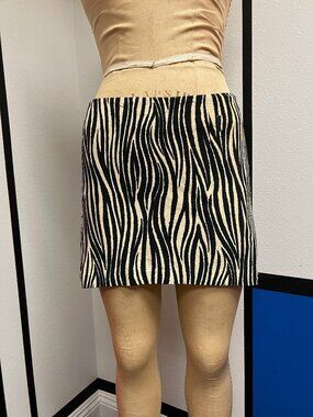 Vintage 90s R&B Zebra Ultra Suede Low Rise Mini Skirt Size Small USA Made